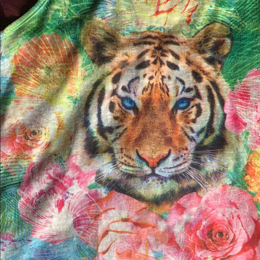Loose flowy Floral Tiger blouse